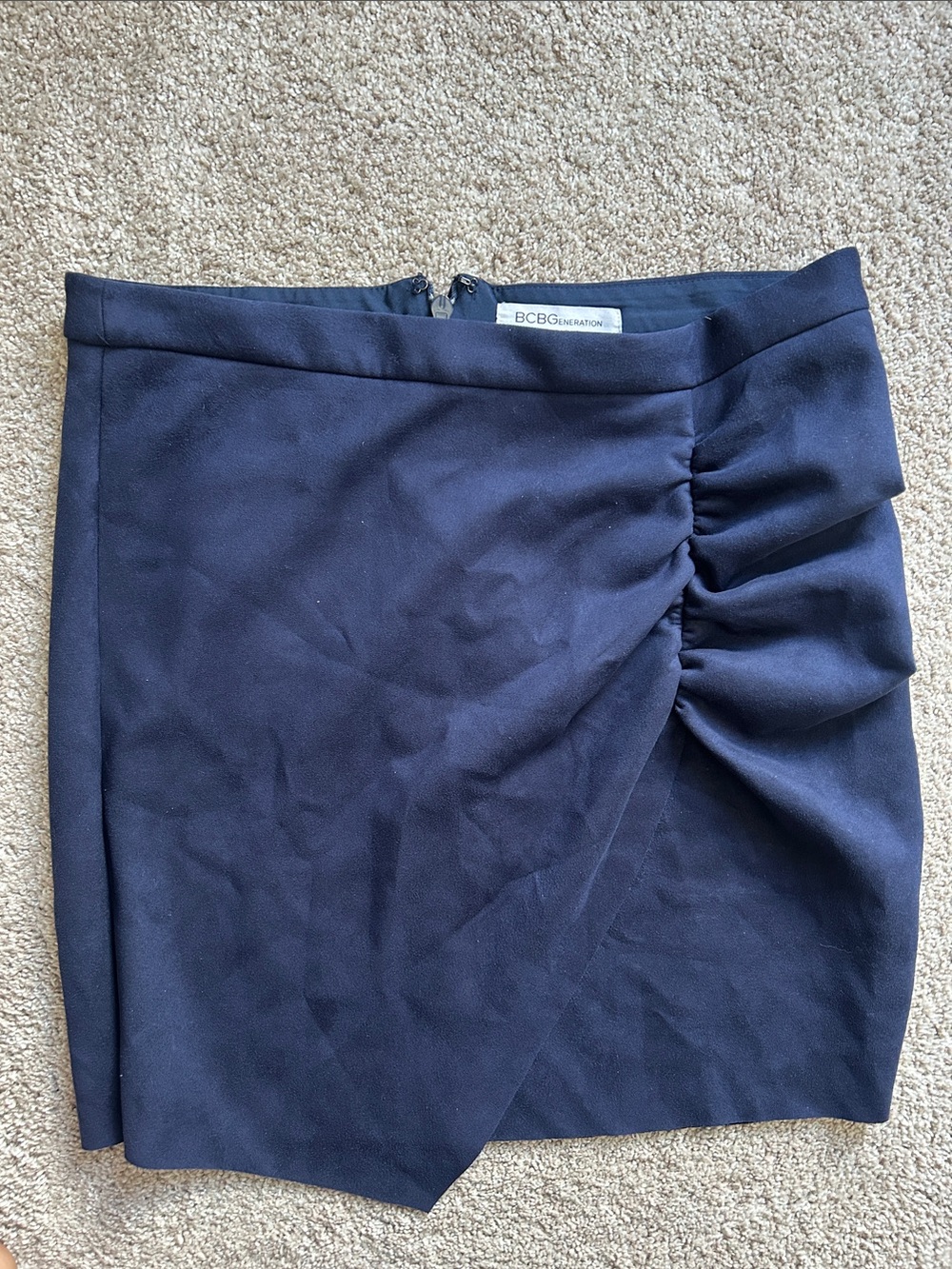 BCBGeneration Navy Ruched Wrap Pencil Skirt
